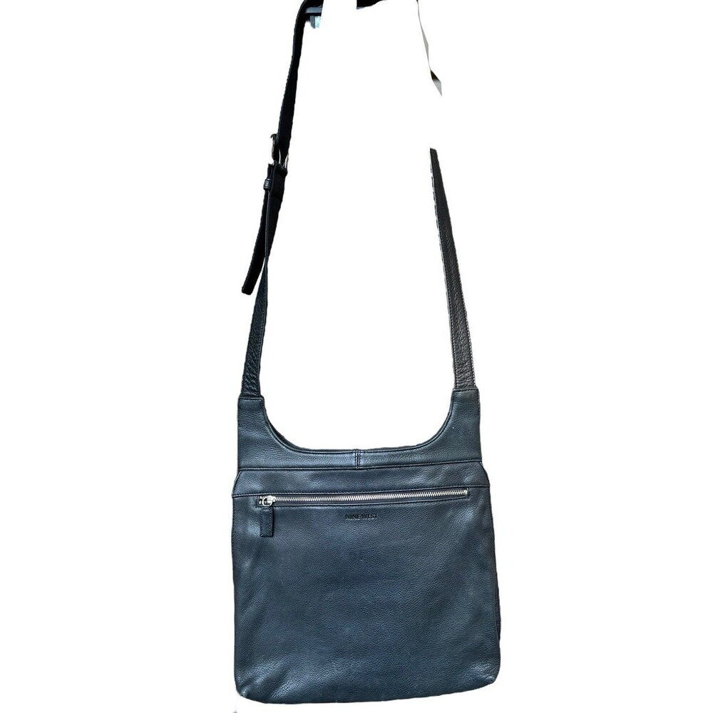 Nine West Black Leather Crossbody Messenger Bag Vintage Y2K